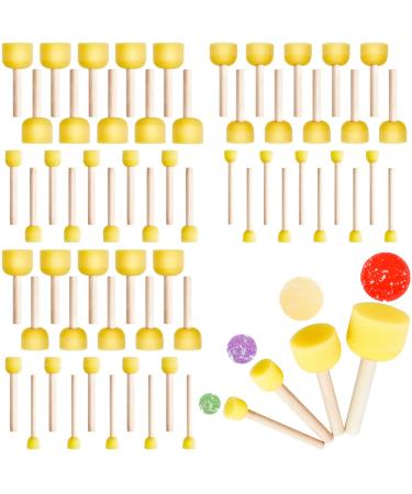 300 Pcs Round Sponge Foam Brush Set Assorted Size Kids Sponge Brushes for Painting Wooden Handle Foam Brush Paint Tools for Arts Crafts, Painting, Stencils,0.6 Inch, 0.8 Inch, 1.2 Inch, 1.6 Inch
