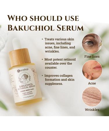 Ecodrop Anti Ageing Bakuchiol Serum - 30ml | Natural Retinol Alternative & Vegan Botanical Skincare for Face | Nourishes & Rejuvenates Skin to Improve Fine Lines Wrinkles & Texture for Smooth Skin - Buy Online on SooperMarket.com