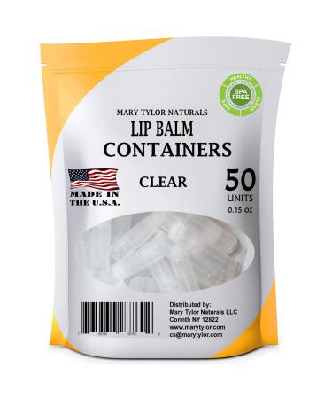 50 Clear Lip Balm Containers Round Tubes, BPA Free, Made in USA, 100% BPA Free, with Clear Caps For DIY Lipstick, homemade Lip Balms by Mary Tylor Naturals 50 Count (Pack of 1) clear