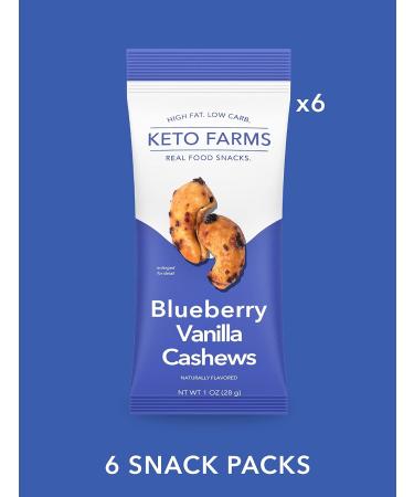 Keto Farms Blueberry Vanilla Cashews - Low Carb Keto Nuts (1 oz, 6 Count) | Roasted Lightly Salted Desserts with Real Fruit | Satisfy Candy Cravings with 0g Added Sugar - Buy Online on SooperMarket.com