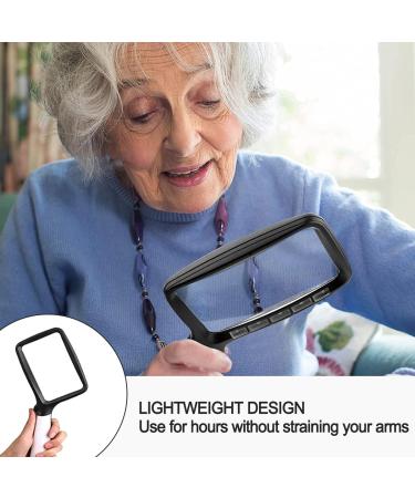Folding Handheld Magnifying Glass with Light - 3X Large Rectangle Reading Magnifier Rectangular Handhold Magnify Lens Gifts for Seniors Reading Books Prints Lighted Gift for Low Visions(Black) - Buy Online on SooperMarket.com