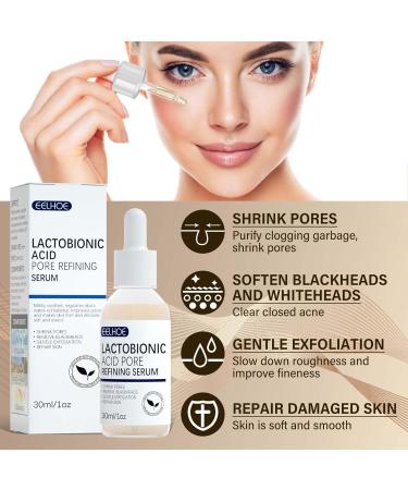 Lactobionic Acid Pore Refining Serum - Shrink Pores Remove Blackheads Reduce Fine Lines & Wrinkles - Anti-Aging Facial Essence 30ml for All Skin Types - Buy Online on SooperMarket.com