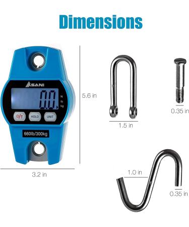 Hanging Weight Scale | 660lb Digital Electronic Weighing Scale for Hunting, Fishing, Farm, and Luggage | Accurate Sensors | Polycarbonate Blue - Buy Online on SooperMarket.com