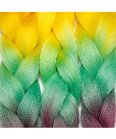 Buy Tess Braids Extensions 60cm - 3 Pack Jumbo Kanecalon Ombre Braids for Box Braids - 100g/bundle Orange/Green/Pink Hair Extensions - Buy Online on SooperMarket.com