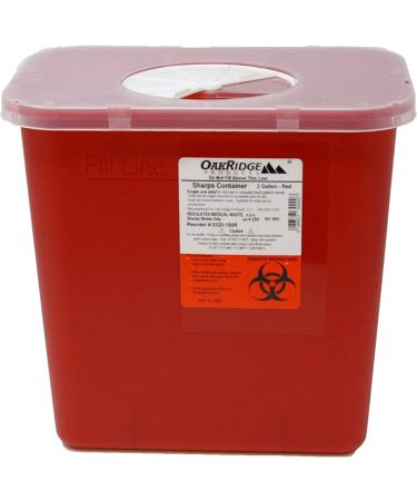Oakridge 2 Gallon Sharps & Biohazard Waste Disposal Container - Pack of 2 - Buy Online on SooperMarket.com