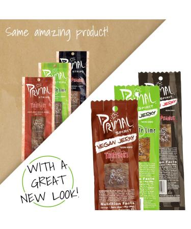 Primal Spirit Vegan Jerky - Seitan Power Pack | 10g Plant Based Protein | Non-GMO | No Preservatives | 24-Pack 1oz (Classics: Teriyaki, Thai Peanut, Mesquite Lime) - Buy Online on SooperMarket.com