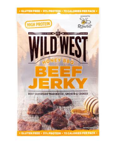 Wild West Beef Jerky - 12 Pack Honey BBQ High Protein Snack | 25g Beef Jerky for Healthy Snacking - Buy Online on SooperMarket.com