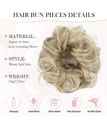 Vlasy Curly Wavy Messy Bun Hair Piece 35g 18/22# - Synthetic Chignon Scrunchies Extensions for Women - Updo Hair Accessories for Girls - Buy Online on SooperMarket.com