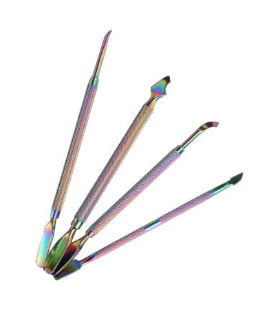 4pcs Nail Cuticle Pusher Set Stainless Steel Remover Trimmer with Non Slip Handle Cuticle Pusher Remover with Storage Box for Travel for Home Use and Nail Salon