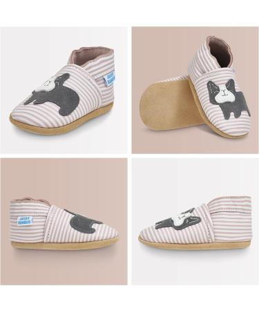 Leather Baby Shoes with Soft Sole | Bridget Bulldog Design | 0-6 Months | Boy & Girl Toddler Walking Shoes - Buy Online on SooperMarket.com