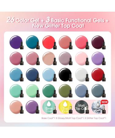 ROSALIND 30PCS Gel Nail Polish Set - Long Lasting DIY Manicure with Base & Top Coat Multicolored Glitter & Matte Options - Perfect Gift for Nail Art Enthusiasts - Buy Online on SooperMarket.com