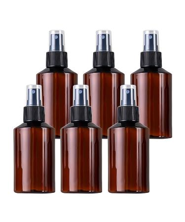 TIANZD 6 Pieces Empty 150 ml Brown PET Plastic Fine Mist Pump Spray Bottles with Black Sprayer for Cosmetic Perfume Water Travel Portable Containers Refillable 1x Funnel 150ml