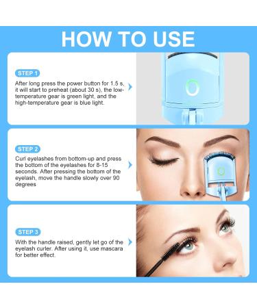 Rechargeable Heated Eyelash Curler - Quick Easy & Natural Curls | Handheld Electric Rizador de Pesta as (Blue) | Long-Lasting Makeup Solution - Buy Online on SooperMarket.com