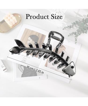 2 Pcs Large Fish Bone Hair Clips - Non-slip Metal Hair Claw Clips in Black and Gold for Thick or Thin Hair - Geometric French Hair Grip Accessories for Women - Buy Online on SooperMarket.com