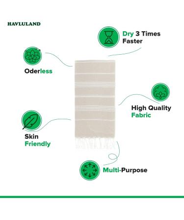HAVLULAND Sale Pack of 2 Turkish Beach Towels - 100% Cotton, Super Absorbent, Quick-Dry, Sand Free - Oversized 71x39 Lightweight Blanket - Soft Bath Towel for Travel - Beige - Buy Online on SooperMarket.com
