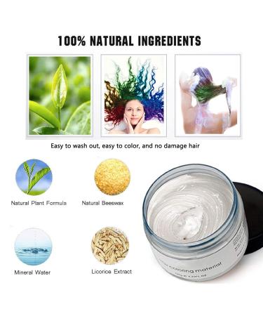 White Hair Color Wax 4.23 oz - Temporary Hairstyle Cream for Party, Cosplay, Halloween - Natural & Easy to Apply for Daily Use, Date or Clubbing! - Buy Online on SooperMarket.com