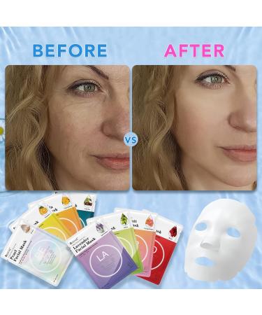 Besnel Collagen Facial Masks - 48 Pack, Plant Extract & Sodium Hyaluronate, for All Skin Types, Korean Spa Face Mask - Buy Online on SooperMarket.com
