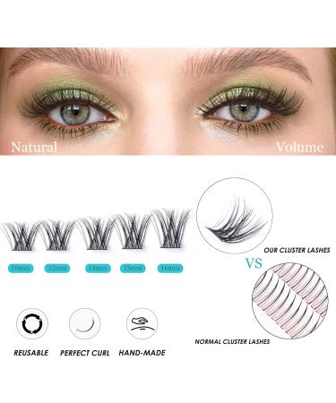 SISILILY Individual Lashes Cluster 50 Pcs Kit | DIY Reusable 3D Eyelash Extension | Soft Natural C CC D Curl Individual Eyelashes with Glue | 10/12/14/15/16mm Length - DM12 - Buy Online on SooperMarket.com