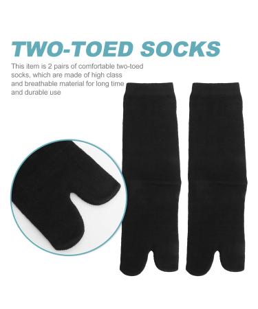 Holibanna Tabi Socks - 2 Pairs Black Cotton Toe Socks for Sandals | Casual Kimono Style | Free Shipping - Buy Online on SooperMarket.com