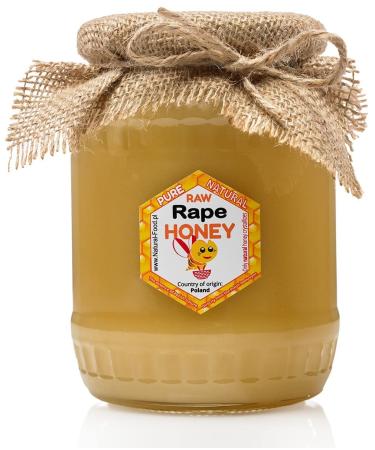 RAW HONEY | 1 1 kg | Rapeseed honey in glass jar | Absolutely Pure Raw Natural Unpasteurized | Fresh | Rapeseed 1.1kg
