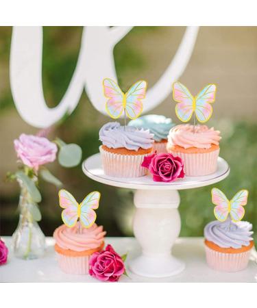60 Pcs Butterfly Cupcake Toppers Birthday Party Decor 3D Blue Pink Gold Butterfly Cake Topper Picks Decor for Girls Women Birthday Party Baby Shower Wedding Cake Ornaments Party Decoration(blue pink) Colorfurpink - Buy Online on SooperMarket.com