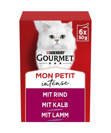 PURINA GOURMET Mon Petit wet cat food variety mix pack of 8 (8 x 6 bags of 50g each) beef veal lamb