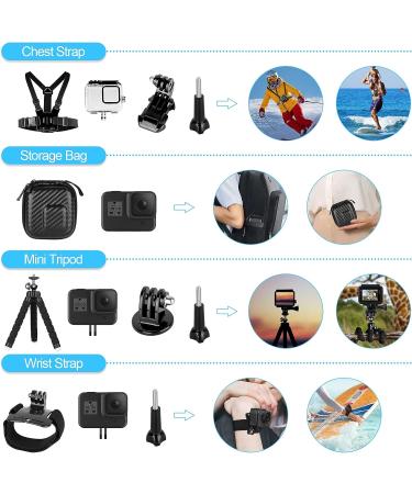 EMART 61-in-1 GoPro Hero 8 Black Accessories Kit with Waterproof Case & Carrying Bag - Mount Bundle for GoPro 9/10/11 Action Camera - Buy Online on SooperMarket.com