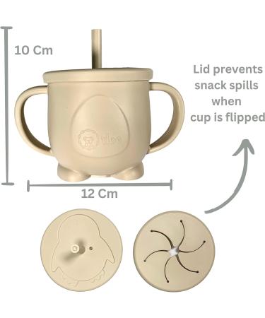 Baby Led Weaning Feeding Set | Suction Silicone Bowl & Utensils for Toddlers - Includes Spoons, Bibs, Food Plate - Beige - Buy Online on SooperMarket.com