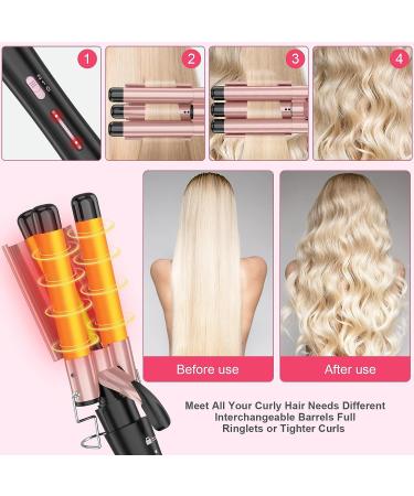 Buy Professional 5 in 1 Curling Wand Set - Interchangeable 3 Barrel Curling Iron with Ceramic Tourmaline - Perfect for Beach Waves & Curls - Worldwide Shipping - Buy Online on SooperMarket.com