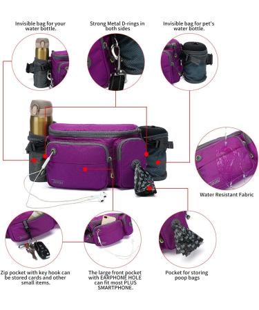 TUDEC 4-in-1 Hands-Free Dog Leash & Waist Bag - 5.8ft Zero Shock Bungee Car Seat Buckle & Reflective Threading - Ybgs Purple Bag + Black Leash | International Shipping - Buy Online on SooperMarket.com