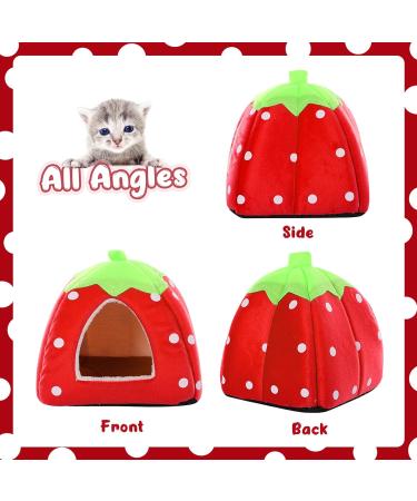 Kuoser Small Animal Winter House | Non-Slip Strawberry Hedgehog Bed | Removable Pad | Guinea Pig, Hamster, Chinchilla, Ferret, Rabbit House - Buy Online on SooperMarket.com