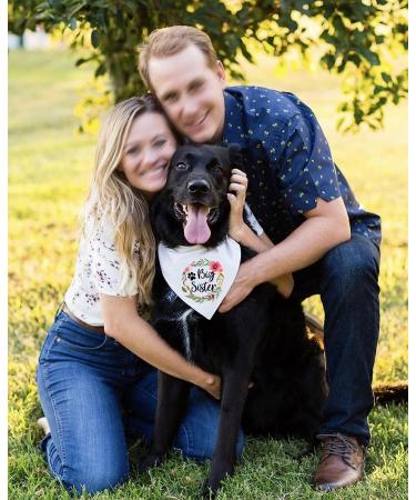 NTKIO Big Sister Pet Dog Bandana - Funny White Flower Pattern Plaid Cotton for Pregnancy Announcement and Gender Reveal - Dog Lovers Gift - Buy Online on SooperMarket.com