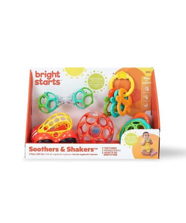 Bright Starts Soother & Shakers Gift Set - 5 Toys & 2 Biting Rings for Newborns | Calming Textures for Teething | Unisex Baby Gift - International Shipping Available - Buy Online on SooperMarket.com