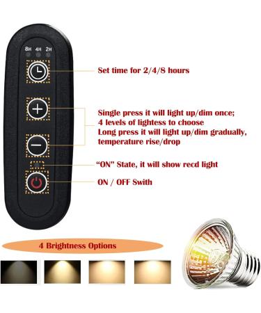 QIODAZOO 50W Turtle Heat Spot Lamp - Reptile Heat Lamp with Adjustable Time & Brightness E27 Hook - Buy Online on SooperMarket.com