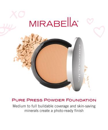 Mirabella Pure Press Powder Foundation HD Coverage - Shade Light, Triple-Milled Mineral Pressed Powder Makeup, Natural Ingredients, Anti-Aging Moisturizing & Antioxidant Formula, Talc-Free Light (II) - Buy Online on SooperMarket.com