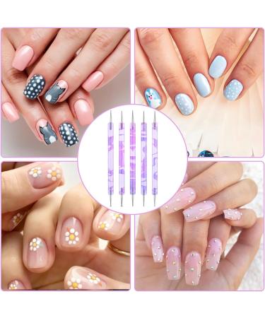 5Pcs Nail Dotting Pen Nail Art Tools Dotting Painting Pen Polish Carving Tool 2 Way Nail Design Dotting Tool for Gel Polish Decoration Purple - Buy Online on SooperMarket.com