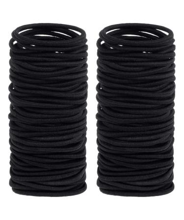 Anezus 200 Pcs Black Elastics Hair Ties Small Bulk Hair Ties Hair Bands (4mm)