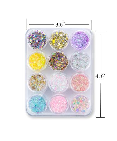 12 Colors Chunky Body Face Glitter - Sparkle Holographic Makeup Palette - Buy Online on SooperMarket.com