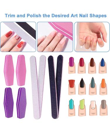 8 Pc Nail File and Buffer Set - 100/180 Grit for Acrylic Nails, Fingernail Buffing Blocks - Professional Manicure Kit Supplies - Buy Online on SooperMarket.com