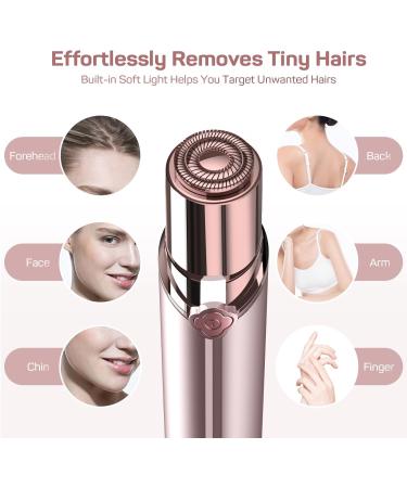 USB Rechargeable Flawless Facial Hair Remover for Women - Painless, Waterproof Hair Removal Device with LED Light - Includes Flannel Bag - Gold Finish - Buy Online on SooperMarket.com