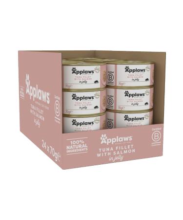 Applaws natural wet adult cat food tuna fillet and salmon in jelly 70g can (pack with 24) tuna and salmon tuna fillet with salmon 1.68 kg (1 Pack)