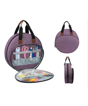 Embroidery Bag for Cross Stitch Project MIOKY Embroidery Supplies Organizer Storage Portable Carrying Case Travel Tote for Embroidery Hoops Floss Cross Stitch Tools Purple Bag Only