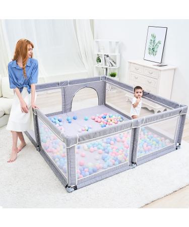 Baby Playpen: Sturdy Safety Play Center for Toddlers & Infants - 50x50 Inch Grey - Buy Online on SooperMarket.com
