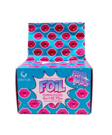 Colortrak Pop Kiss Pop-up Foil Dispenser (400 Count), Pre-cut Sheets, Non-Slip Embossed Texture, 5" x 10.75" Sheets for Hair Foil Coloring and Highlighting Sheet Applications