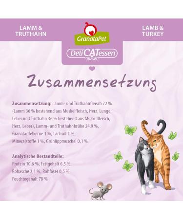 Granapet Delicatessen Lamb & Turkey Wet Cat Food - Gourmet Cereal-Free & Sugar-Free 6 x 85g Pack - Buy Online on SooperMarket.com