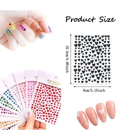 Taicols 10 Sheets 3D Design Nail Stickers Glitter Heart Nail Stickers Self-Adhesive Valentine's Day Nail Stickers Shiny Love Heart Nail Stickers DIY Nail Art Nails Decoration for Women Girls - Buy Online on SooperMarket.com