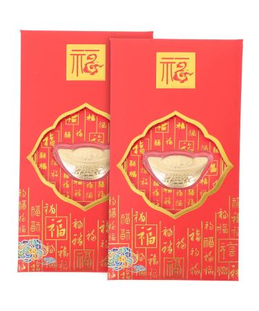 Lurrose 2pcs Red Envelope New Year Money Pocket Lai See Envelopes 2023 New Year Envelopes New Year Red Pocket Paper Gift Bag Spring Festival Red Packet Gold Foil Chinese Style Zodiac Bag