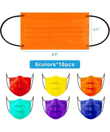 60PCS Disposable Face Mask Unisex Fashion Covering 4-Layer | Individually Sealed Skin-Friendly Breathable Comfort | 6 Solid Colors | Men Women - Buy Online on SooperMarket.com