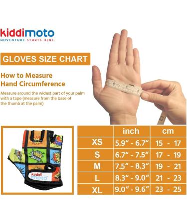 KIDDIMOTO Children's Fingerless Cycling Gloves for Boys & Girls - Bicycle Bike Gloves M (4-8y) - Fun Comic Design - Buy Online on SooperMarket.com