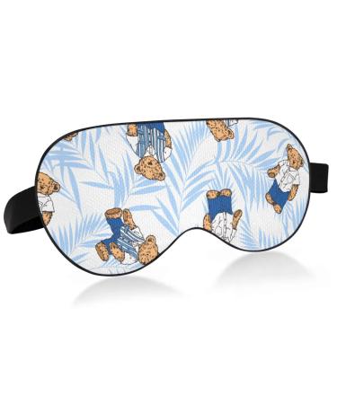Haskirky Light Blocking Eye Mask Breathable and Adjustable Adult Men and Women Travel on Business Trips Yoga Meditation Light Smooth Comfortable Eye Mask Office Deep Sleep Goodies Bears Leaves